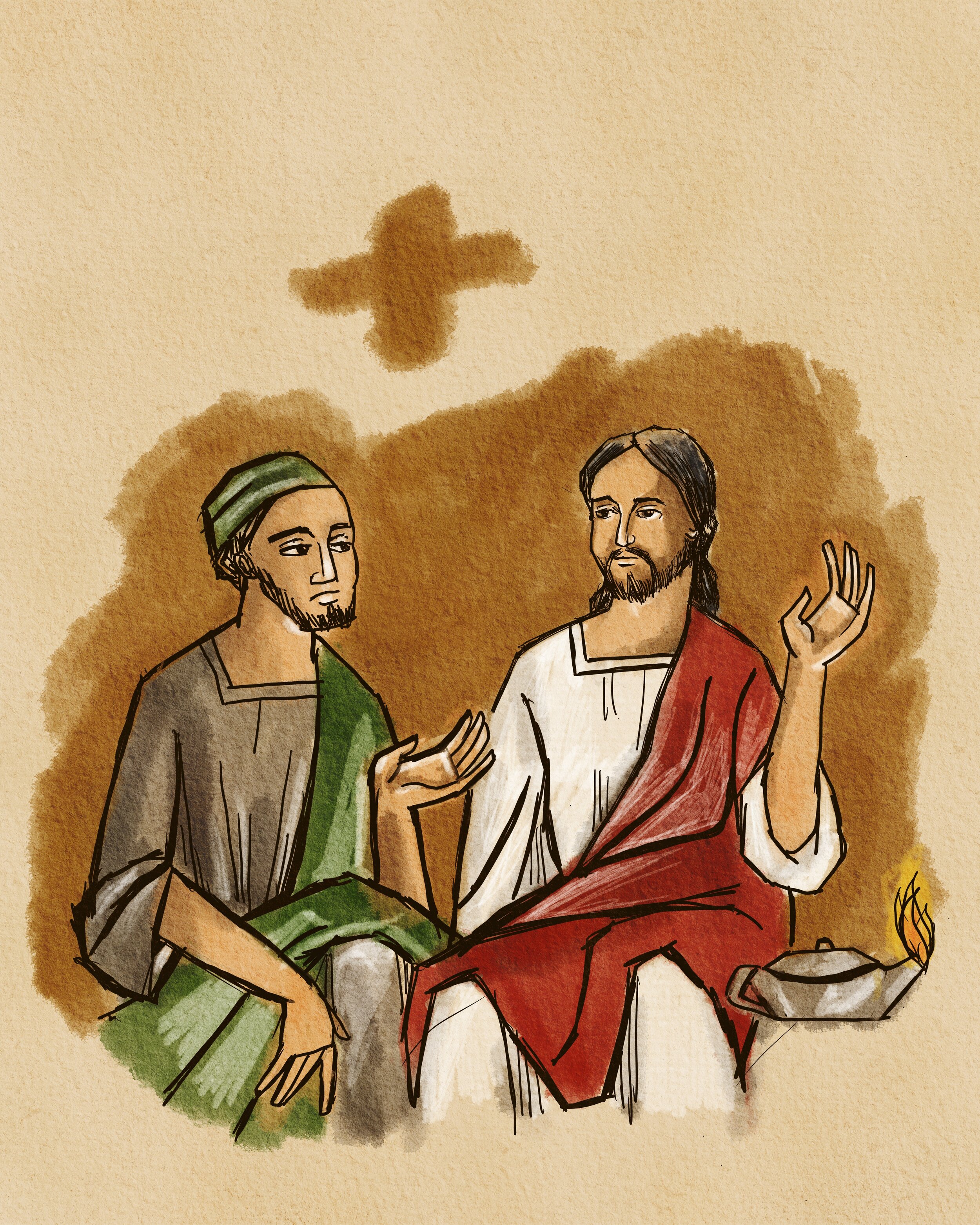 Jesus and Nicodemus by Brother Blair Nuyda, A.A.