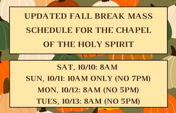 Fall Break Worship Schedule